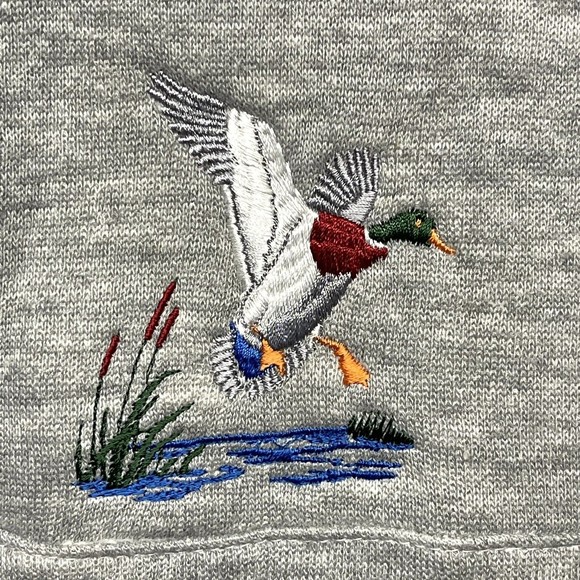 Vintage Duck Embroidered 3 Button Front Henley Crewneck Made In USA Men Sz L EUC - Picture 3 of 11